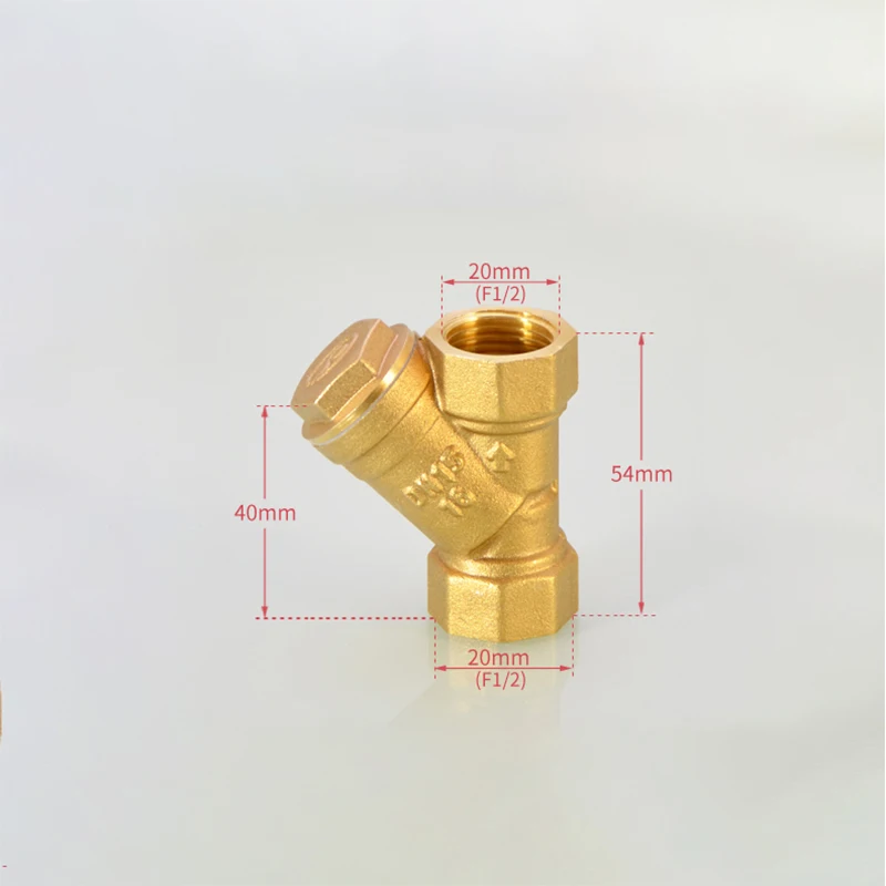 Válvula de retención de colador tipo Y de latón, filtro de válvula de 3 vías de rosca hembra de 1/4 ", 1/2", 3/8 ", 3/4", 1 ", 1,2", 2" para filtrar la impurezas de agua