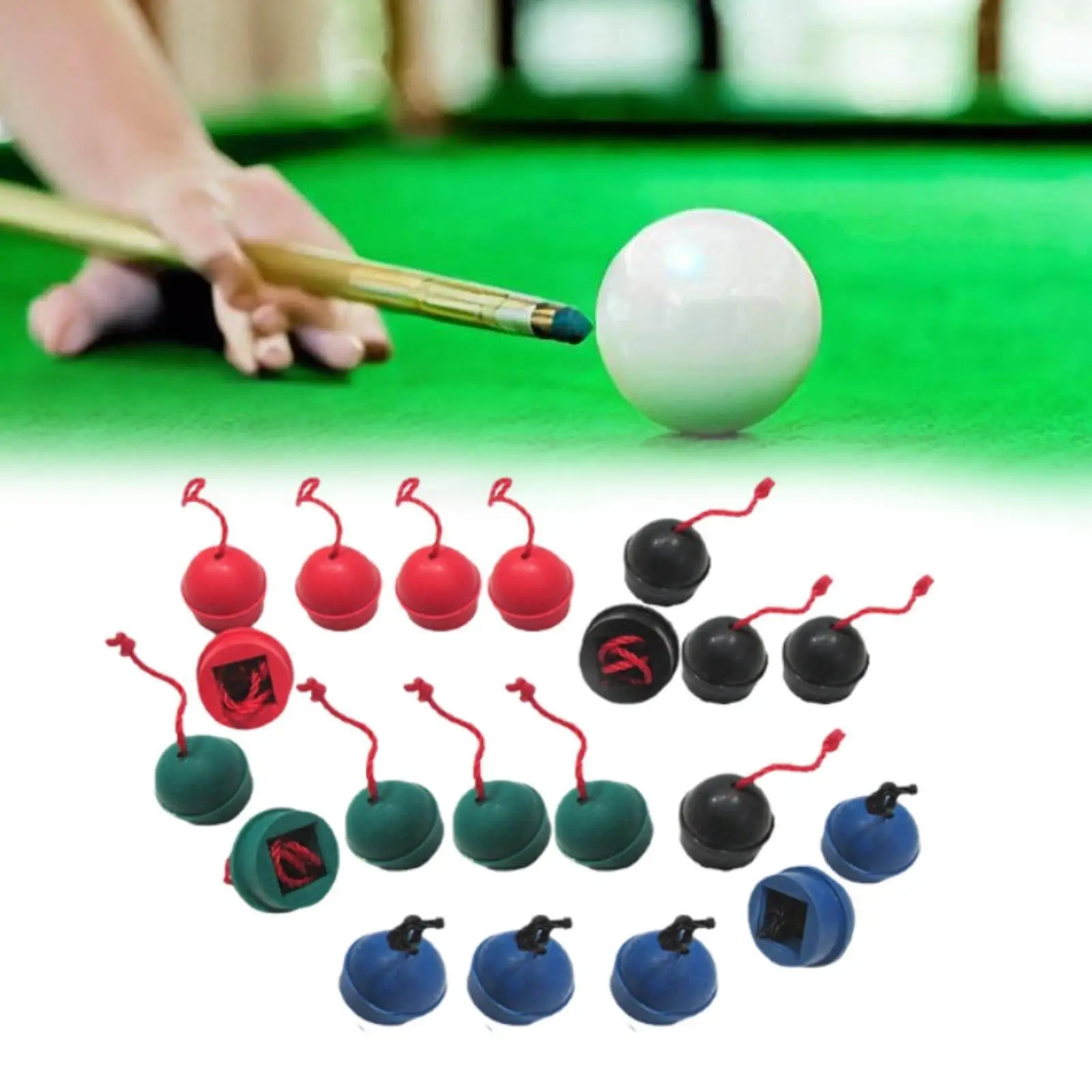 

20x Billiard Chalk Holders Pocket Rubber with Cord Mix Color Practical Tool Pool Cue Chalk Holders Chalk Case Pool Billiards
