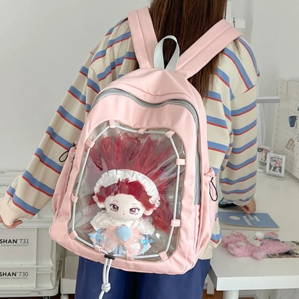 Nuevo bolso Ita de muñeca de algodón transparente, bolsa de exhibición de muñeca Y2K de ocio de gran capacidad, decoración DIY, mochila transparente para estudiantes