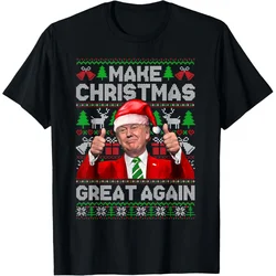 Maak Kerstmis weer geweldig Grappige Trump Kerst Sneeuw Pyjama Lelijk T-shirt