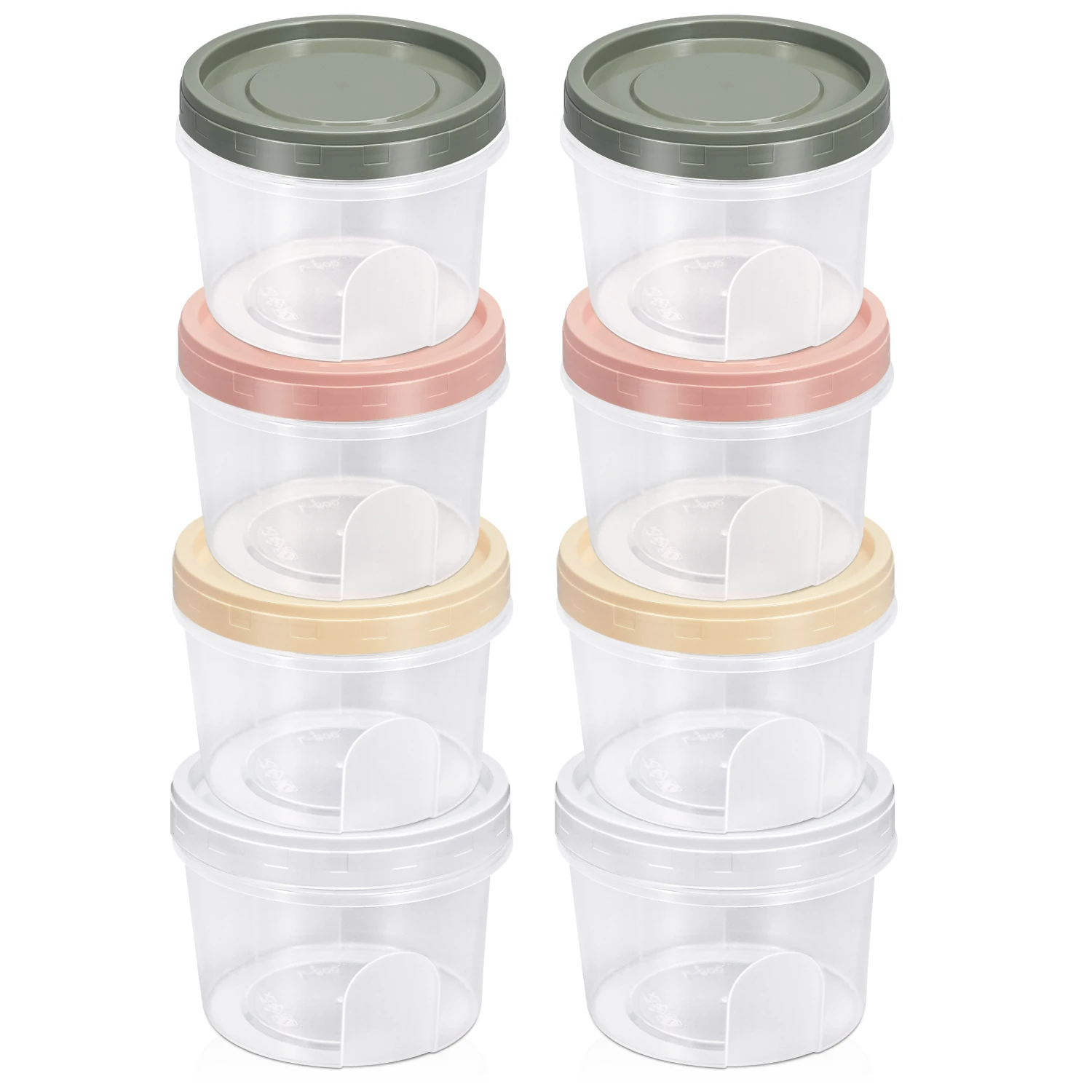 Round Plastic Containers with Lids, Reuseable Small Freezer Storage Container Jars with Screw Lid Microwave Safe for Food Snacks