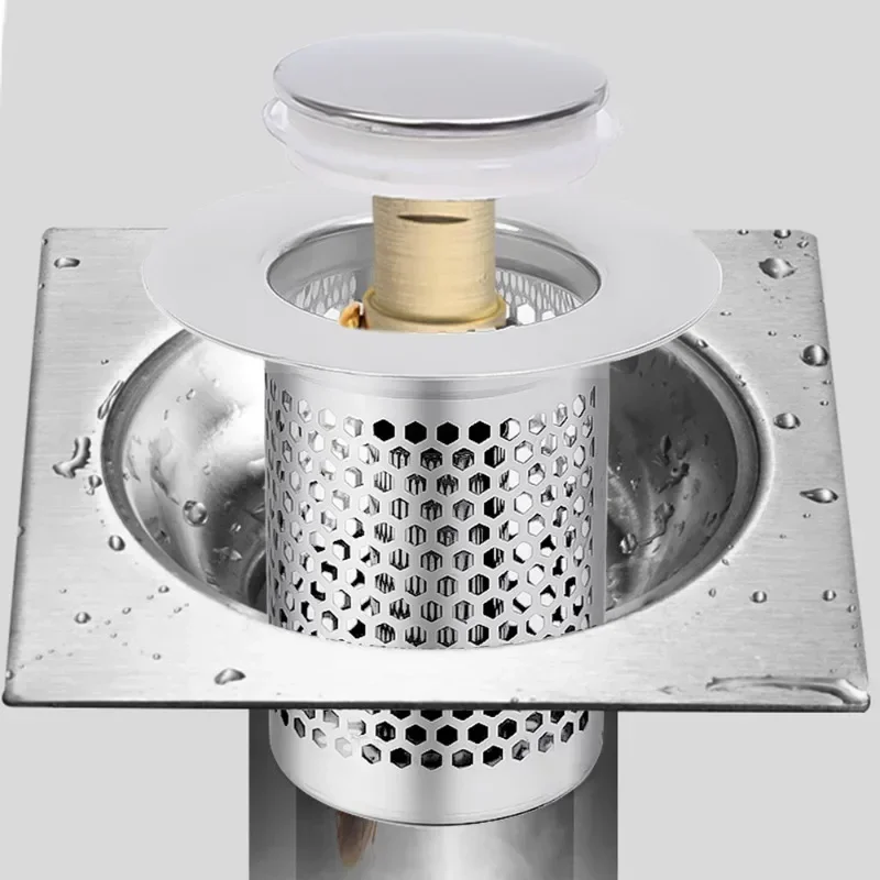 Washbasin Stainless Steel Floor Drain Filter Plug Anti Odor Pop-Up Bounce Core Basin Stopper Hair Catcher Shower Sink Strainer