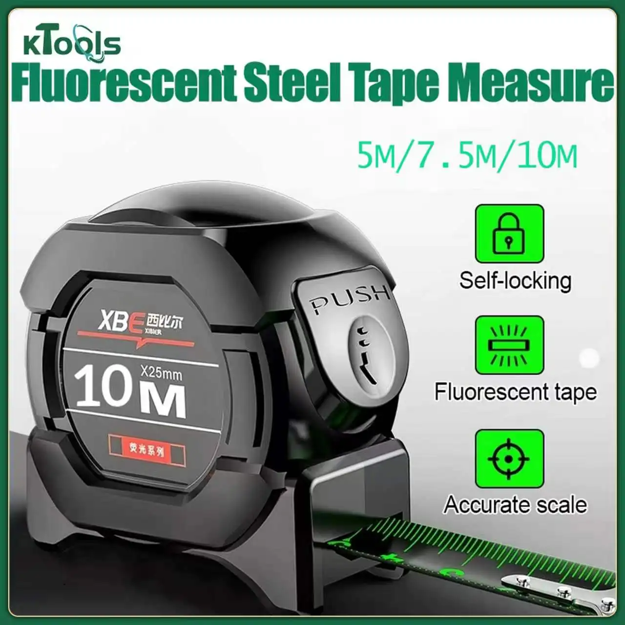 1 Piece 5m / 10m Double-Headed Measuring Tape, Steel Tape Measure, with Automatic Locking and Smooth Retraction Function |   Measurable in Centimeters and Feet |   High-Strength, Unbreakable Abs Shell with Belt Clip - Single-Person Operation