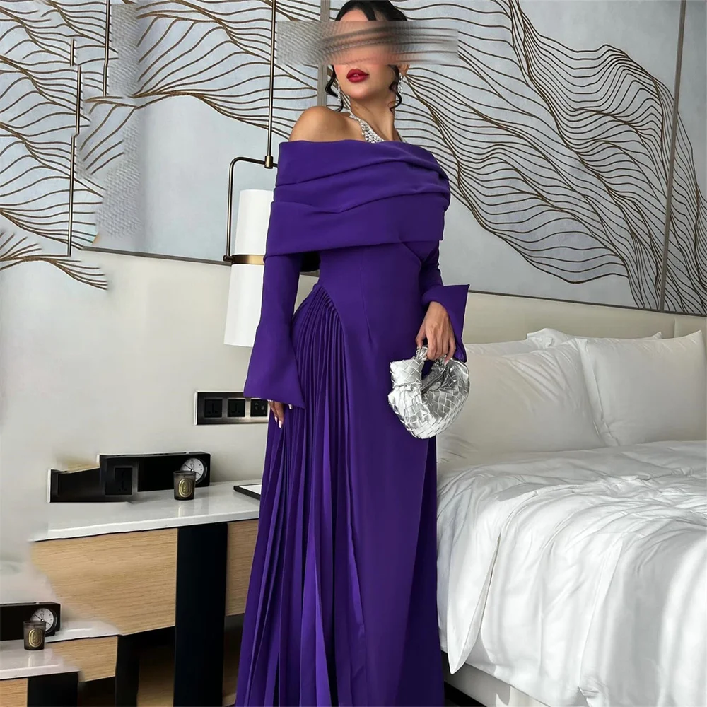 

ROYET One Shoulder Pleat Full Sleeve Mermaid Evening Dress For Woman Floor Length Elegant Formal Long First Communion Dress