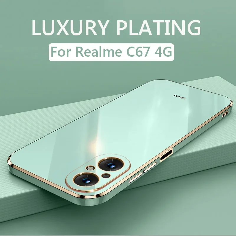 

Funda on For OPPO Realme C67 Luxury square plating phone case Orrs appo realmec67 4G shockproof soft silicone back cover Coque