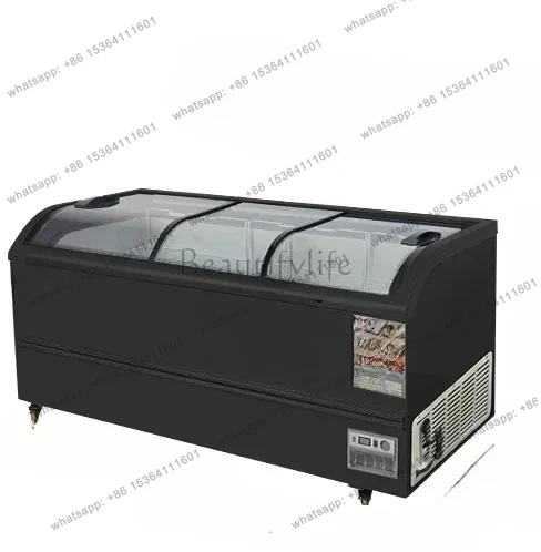 Commercial refrigerated display cabinet, frozen and fresh-keeping integrated horizontal transparent glass door refrigerator