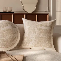Cream Pillows Jungle Leopard Pillows Luxury Velvet Brown Decorative Pillow Cover For Sofa Chair Living Room Home Decorations