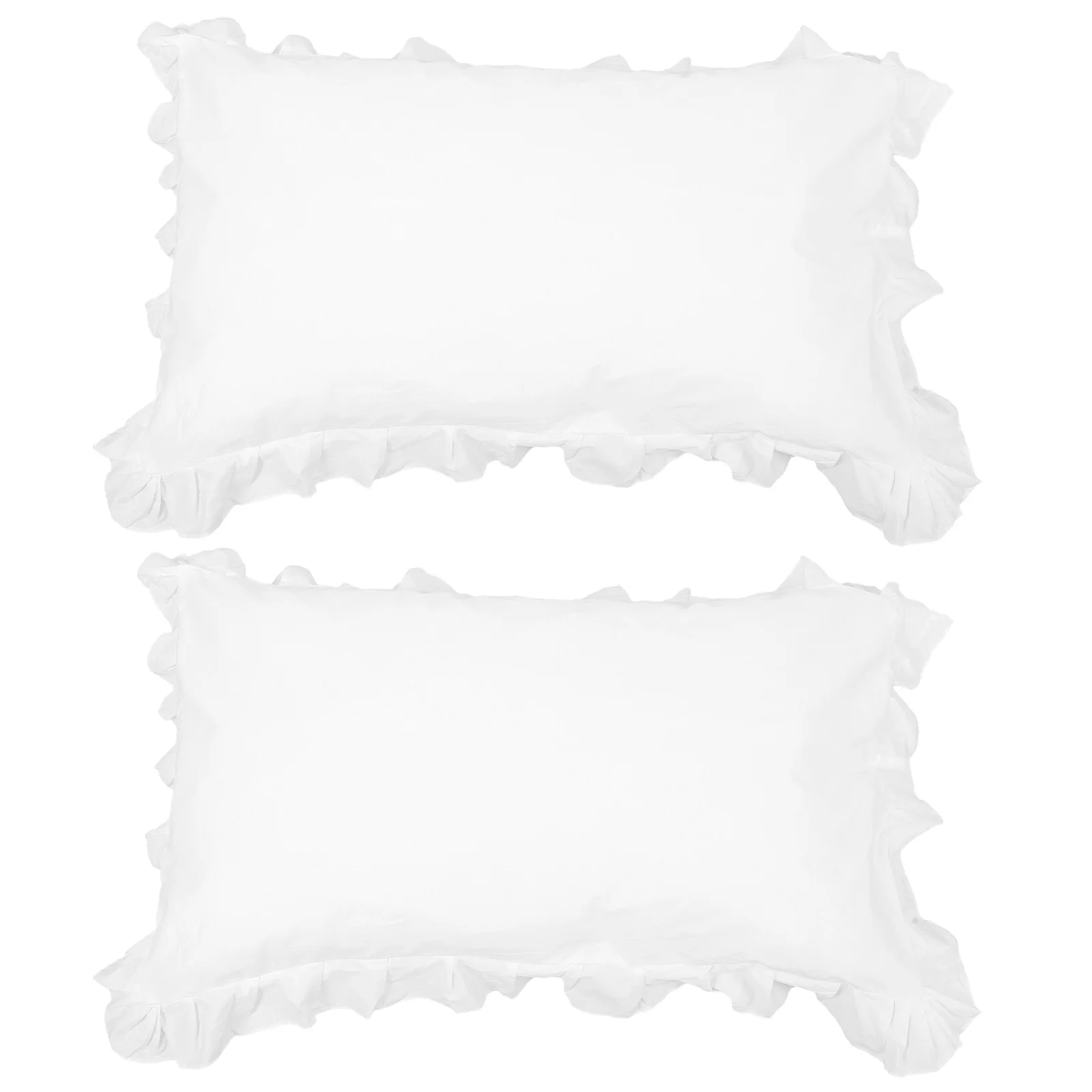 

1Pair White Cotton Pillowcases Ruffled Edge Bedding Pillow Cover Bedroom Cushion Case Skin-Friendly Soft Pillow Cover