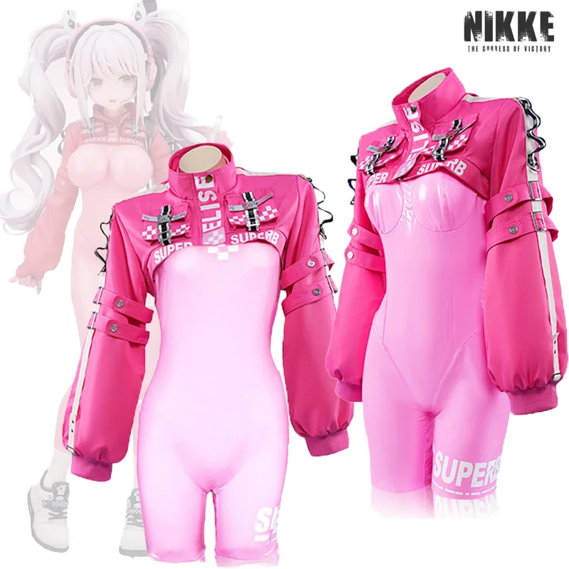 

NIKKE The Goddess of Victory Alice Cosplay Costume Pink Jumpsuit Sexy Uniform for Women Halloween Carnival Party Full Set Suit