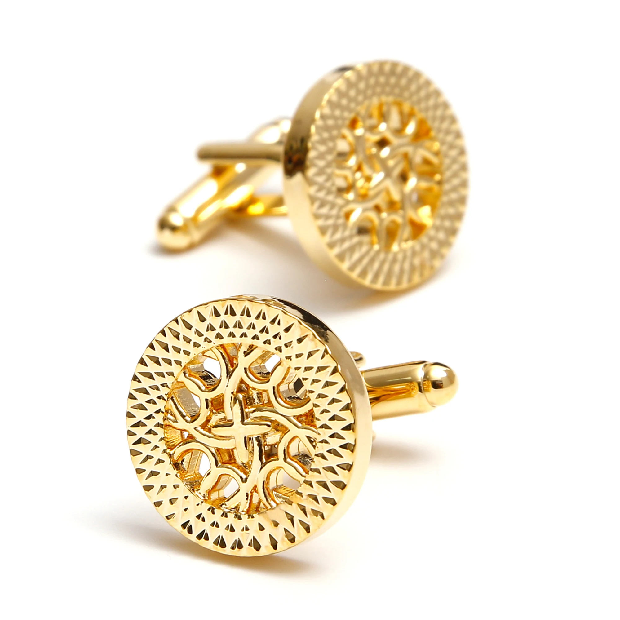 

Cufflinks for Men TOMYE XK24027 Cute Creative Hollow-out Design Round Copper Button Shirt Cuff Links Gifts Jewelry