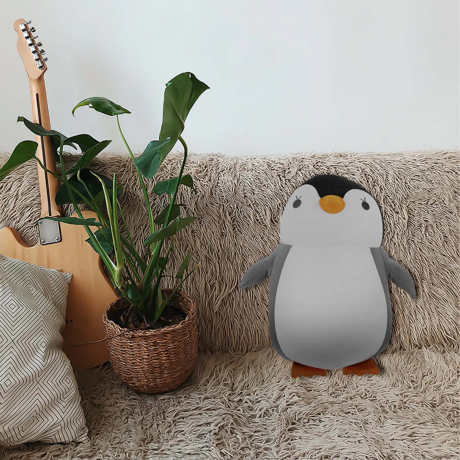 1Pcs U-Shaped Travel Pillow Neck Support Reversible Penguin Portable Lightweight Comfortable Cushion for Car Bus Train Rest