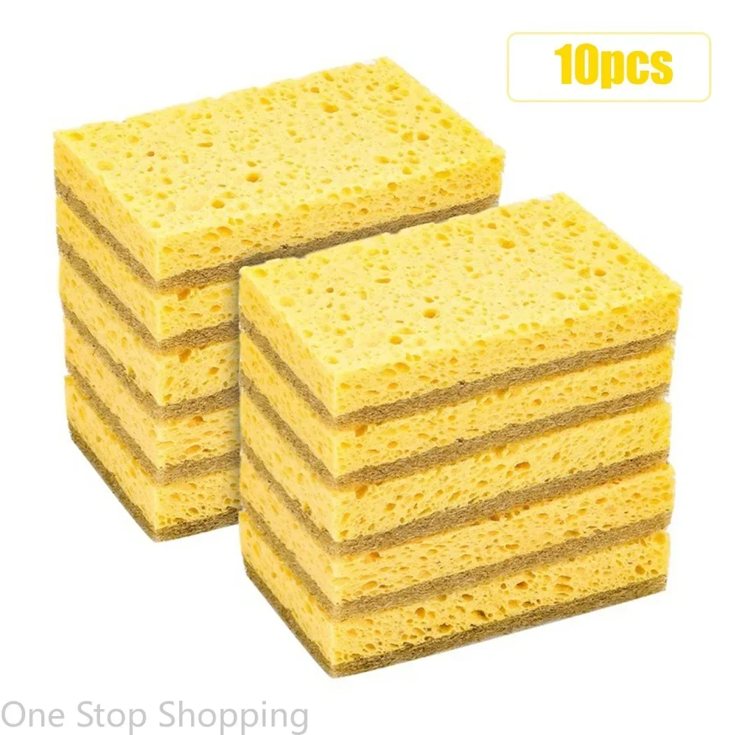 10PCS Eco-Friendly Dual-Sided Sponge for Dishwashing Wooden Pulp Sponge Biodegradable Plant Based Cleaning Dish Sponge