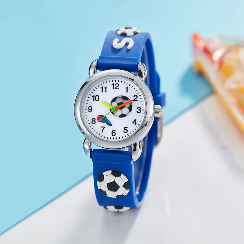 3D Voetbal Cartoon Kinderhorloges Mode Kleur Studenten Kinderen Horloge Quartz Horloge Siliconen Band Jongens Meisjes Horloge Cadeau