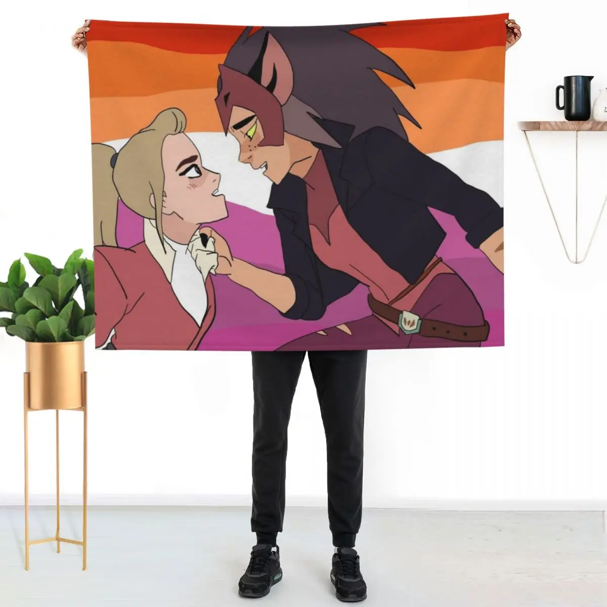 

She-Ra Adora and Catra Digital Trace Drawing Throw Blanket Warm Cozy Throw Blanket for Living Room Couch