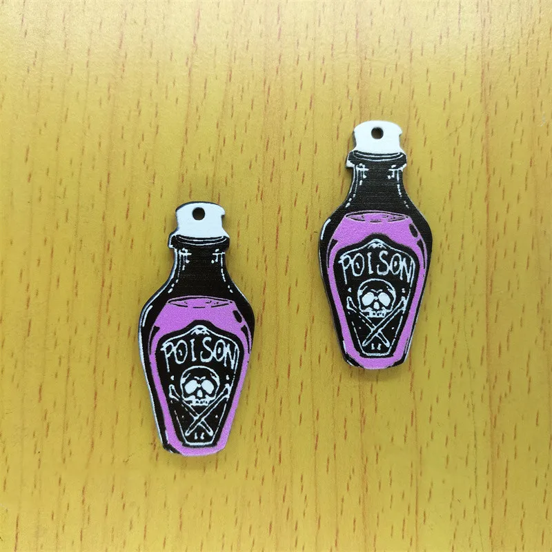 

10pcs Cartoon Poison Bottle Charms Acrylic Halloween Charm Making Pendant Necklace Earring Bracelet Keychain Jewelry Accessories