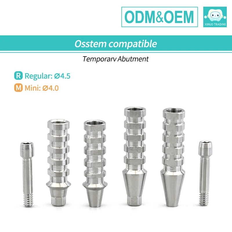 6set Osstem Temporary Abutment for Single Tooth Repair Oral Non-Anti Temporary Base Manual Power Source Dental Implant Component