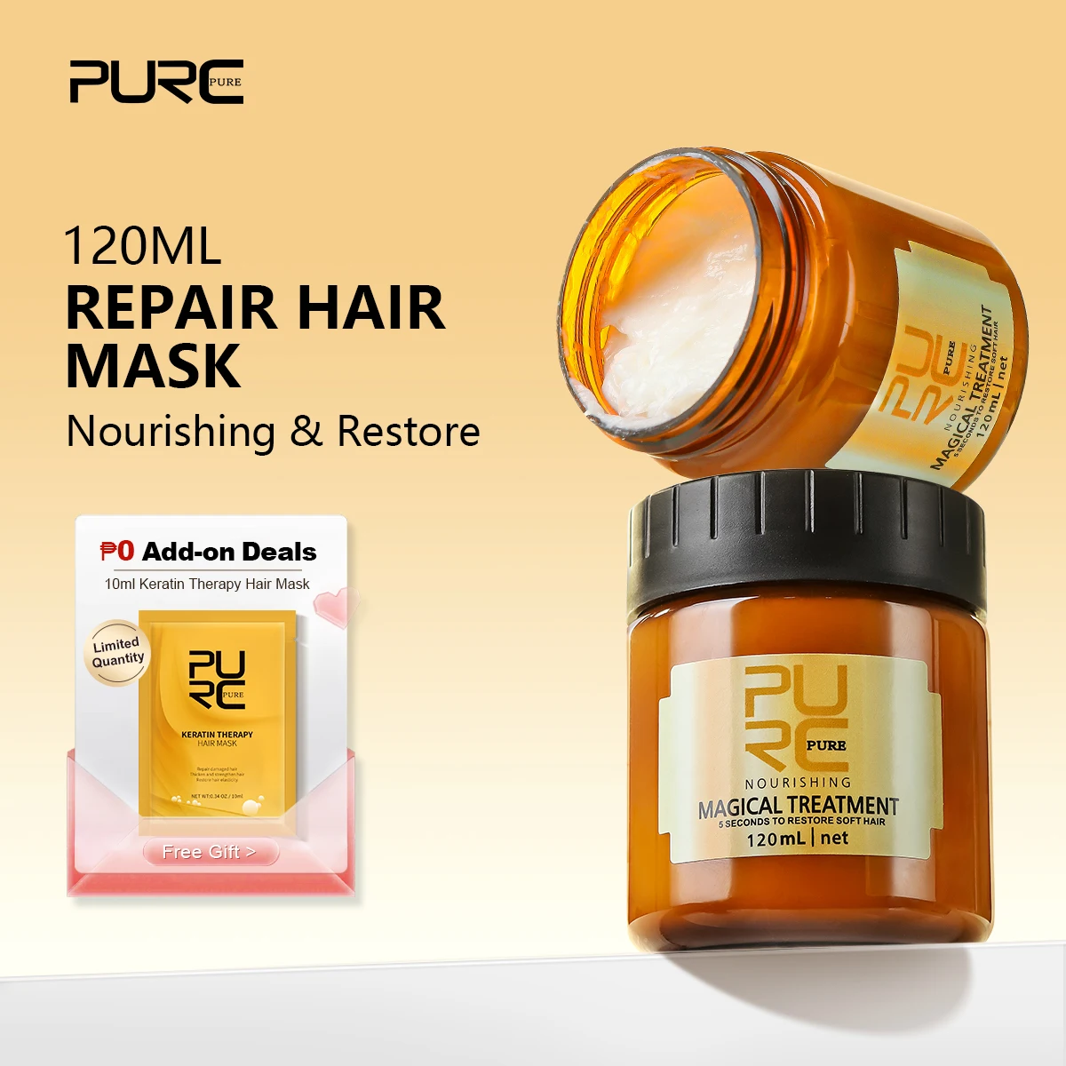 PURC Professional Magical Hair Mask Keratin Treatment Repair Damage Frizz Cream 5 Seconds Soft Smoothing Straightenig Hair Care