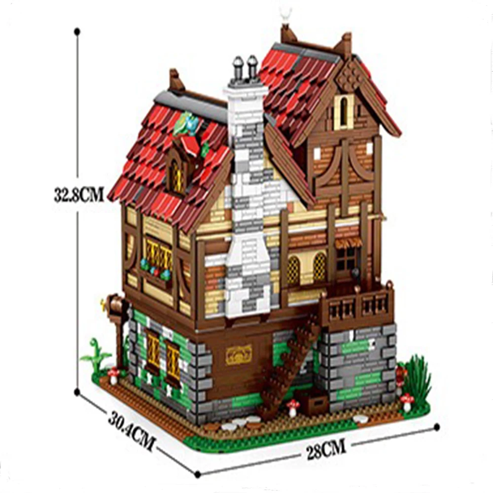 MOC Europäischen Jahrhundert Mittelalterliche Alte Taverne Architektur Modell Bausteine Stadt Straße Szene Ziegel Puzzle DIY Spielzeug Kind Geschenke