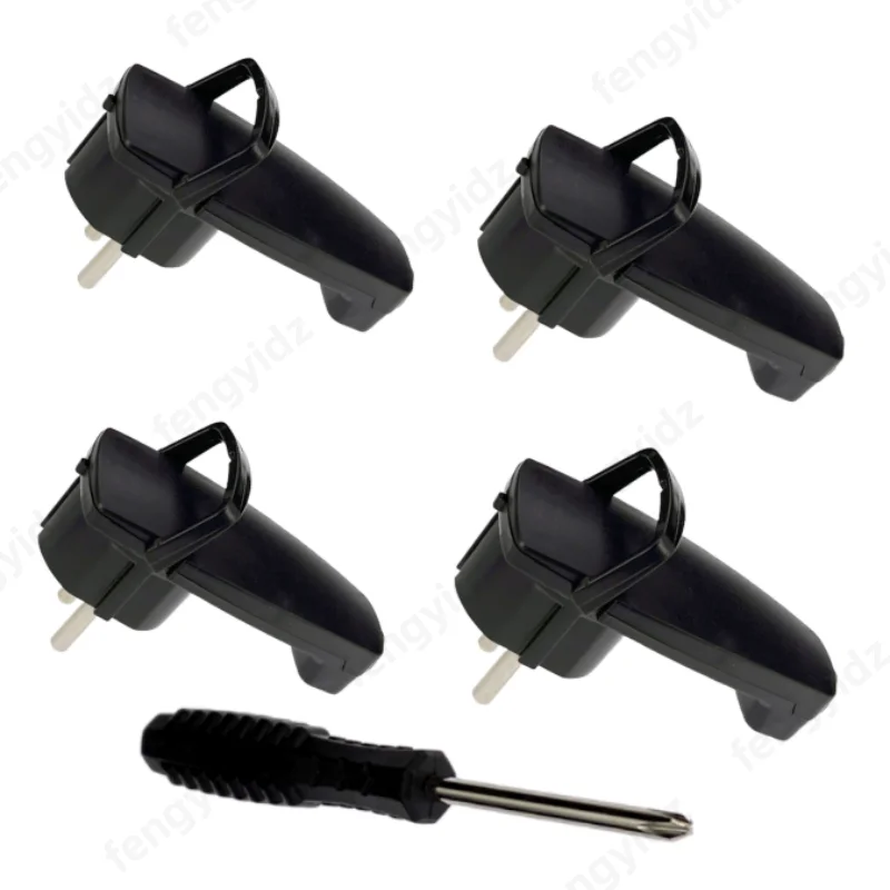 4pcs EU Schuko plug Adapter flat Angle Plug with Folding Handle, Euro Power Plug Replacement Rewireable Electeical Socket