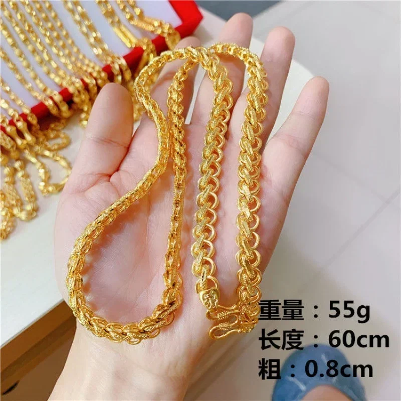 

999 gold necklace personalized new AU750 large thick chainBOSSchain neck jewelry men and women Podweska jewelry metal stamps