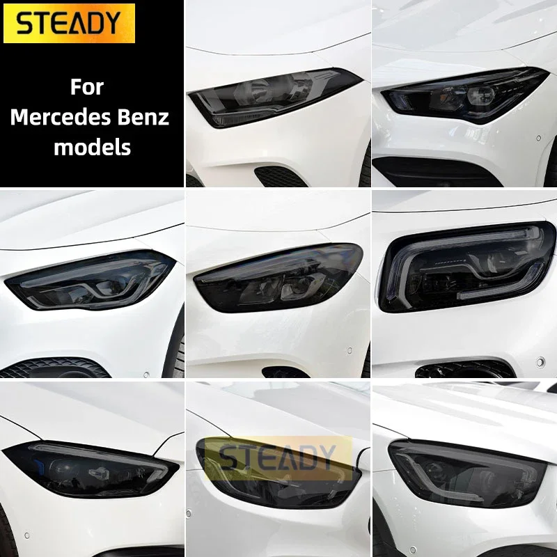 

Smoked Black TPU Sticker Car Headlight Protective Film For Mercedes Benz W177 W176 W205 W206 C117 C118 X156 X253 C253 W213 W218