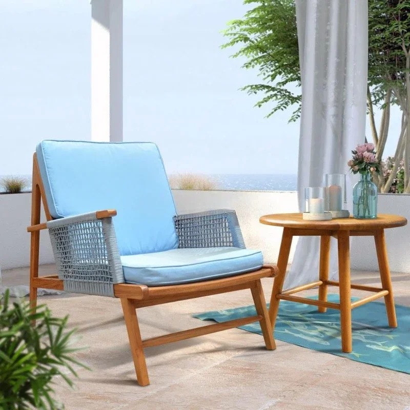 

Garden Solid Teak Outdoor Chair with Low Arm and Stool