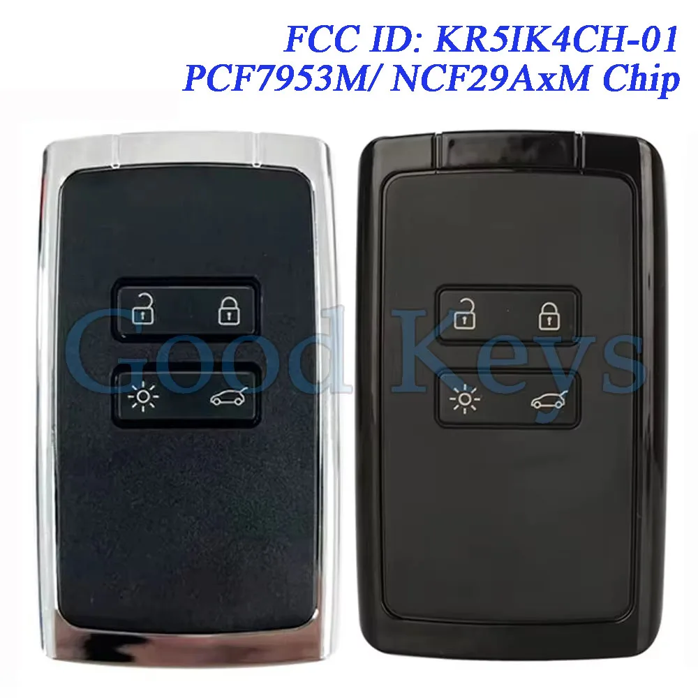 KR5IK4CH-01 Smart Remote Key Fob for Renault Kadjar Clio5 Zoe2 Koleos Captur Scenic Megane Talisman 4A PCF7953M NCF29AxM NCF29A1