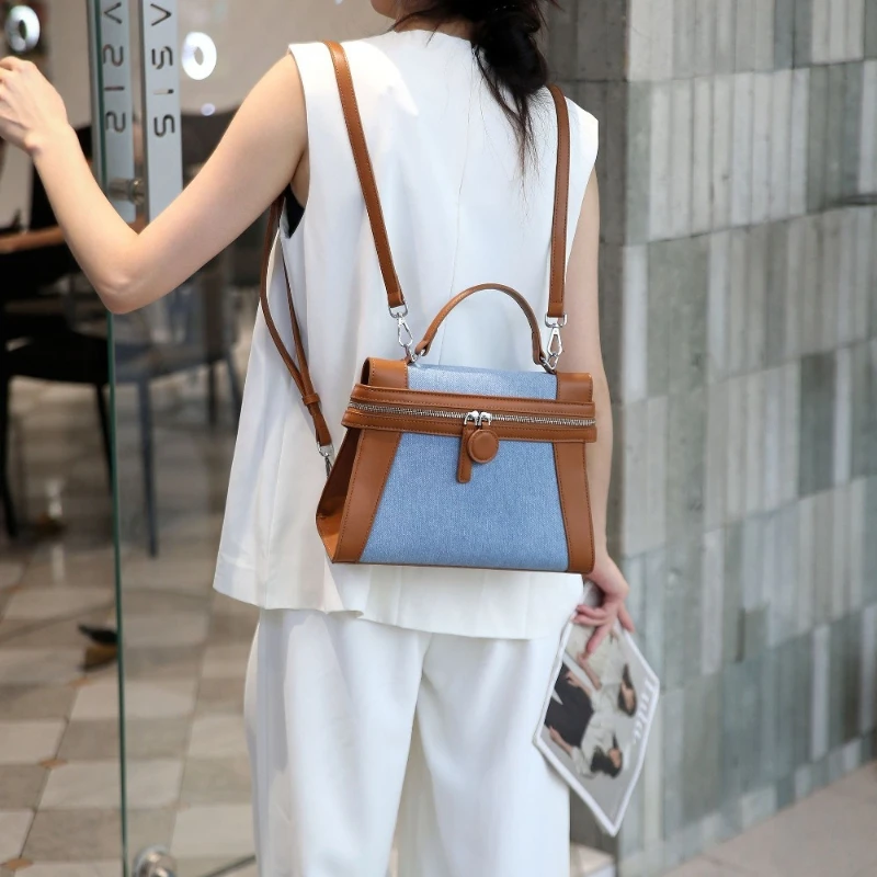 

Luxury Women's Large-Capacity Versatile Color-Block Crossbody, Shoulder, Handbag, and Backpack