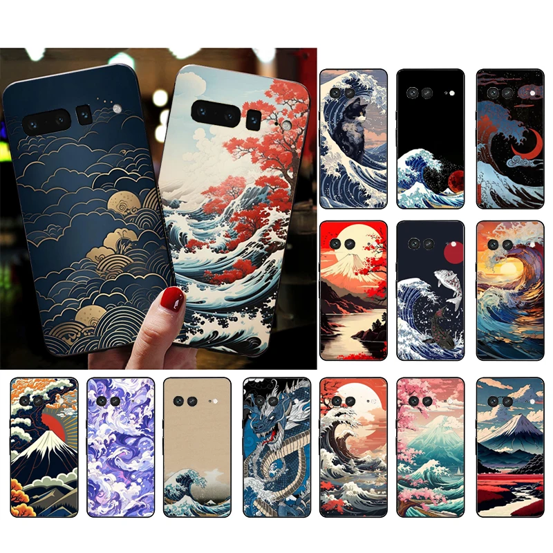 Japanese Mountain Wave Cloud Phone Case For Google Pixel 9 Pro XL 8 7 6 Pro Pixel 8A 7A 6A 4A 3A 3XL Pixel 8 7 6 5 4