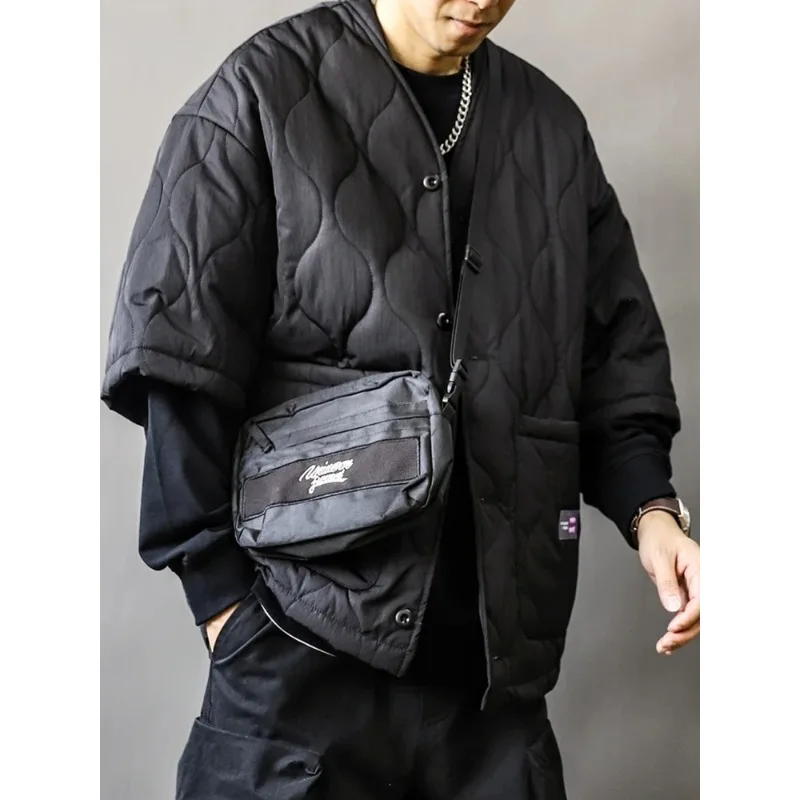 

Autumn Winter Japanese Streetwear Half Sleeve Padded Jacket Harajuku Casual Mens Jacket Harajuku Thick Trendy V-Neck Coatle