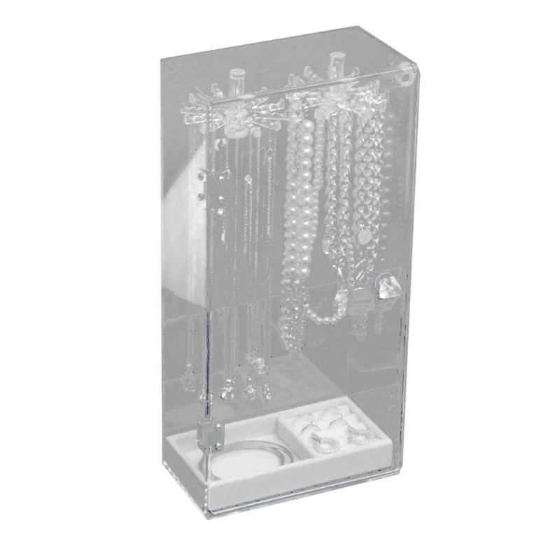 J78F Clear Hanging Bracelet Necklace Rotating Holder Large Capacity Jewelry Box
