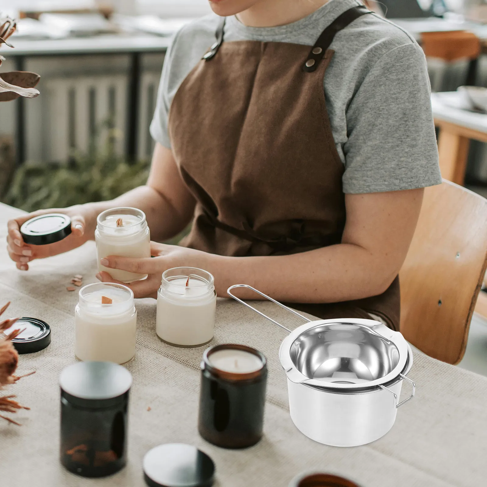 

Набор из 2-х чаш для плавления воска из нержавеющей стали, для самостоятельного изготовления, с подогревом от сети