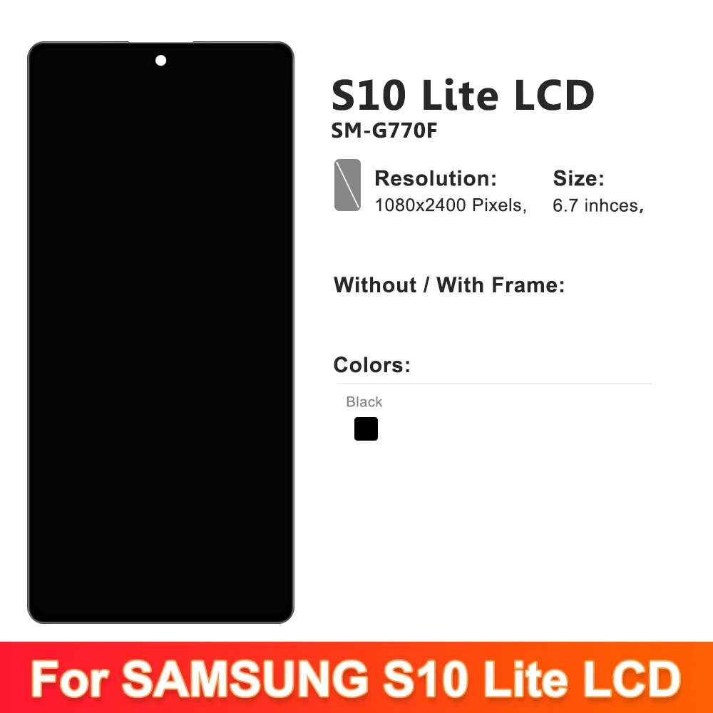 Tested TFT Lcd Display Samsung S10 Lite G770F LCD Display Touch Screen Digitizer Assembly for Samsung S10 Lite LCD