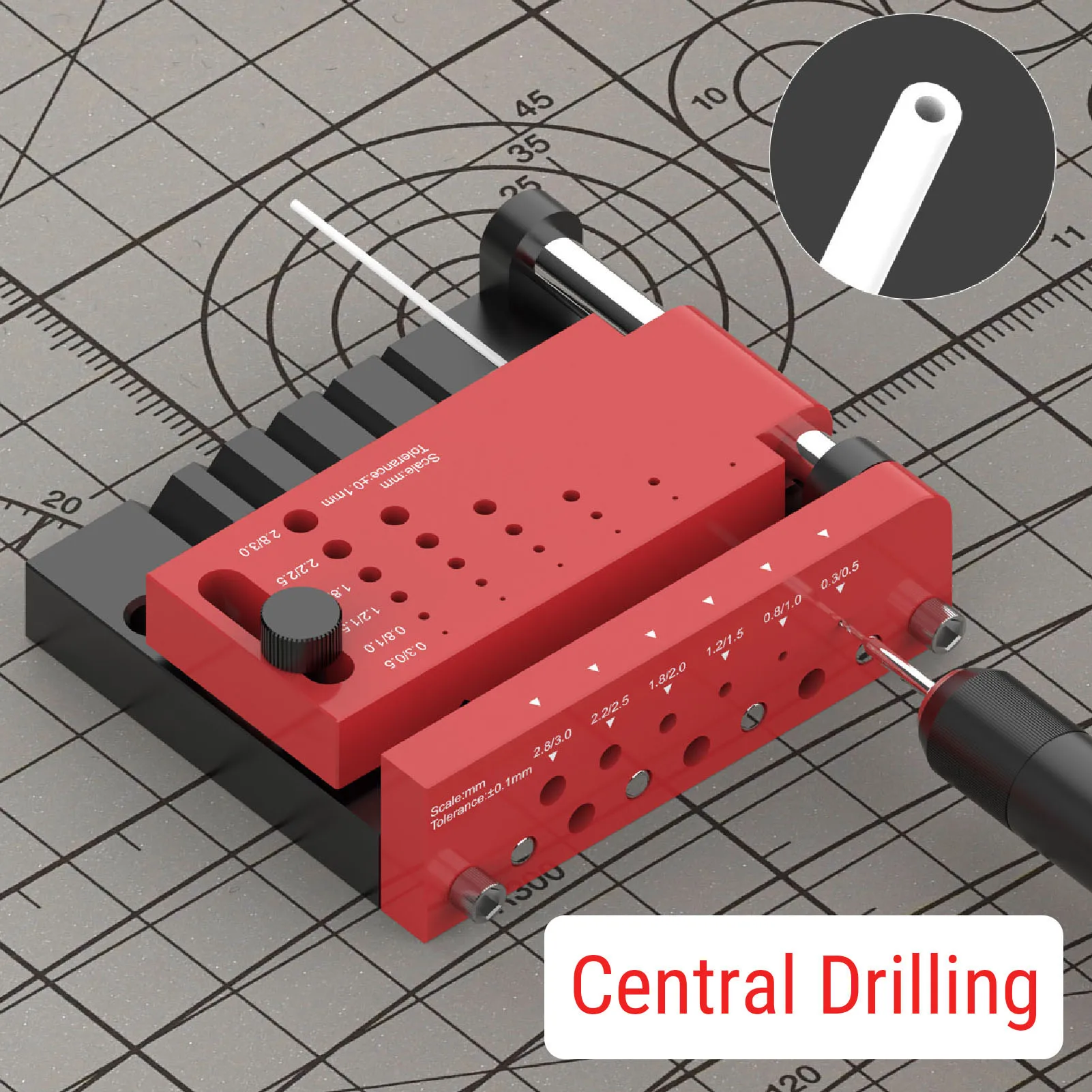 قضيب مستدير لتحديد موقع الحفر المركزي، أداة تحديد موضع البئر، تركيبات دليل لكمة أفقية لبناء النماذج وصناعة الخشب #5