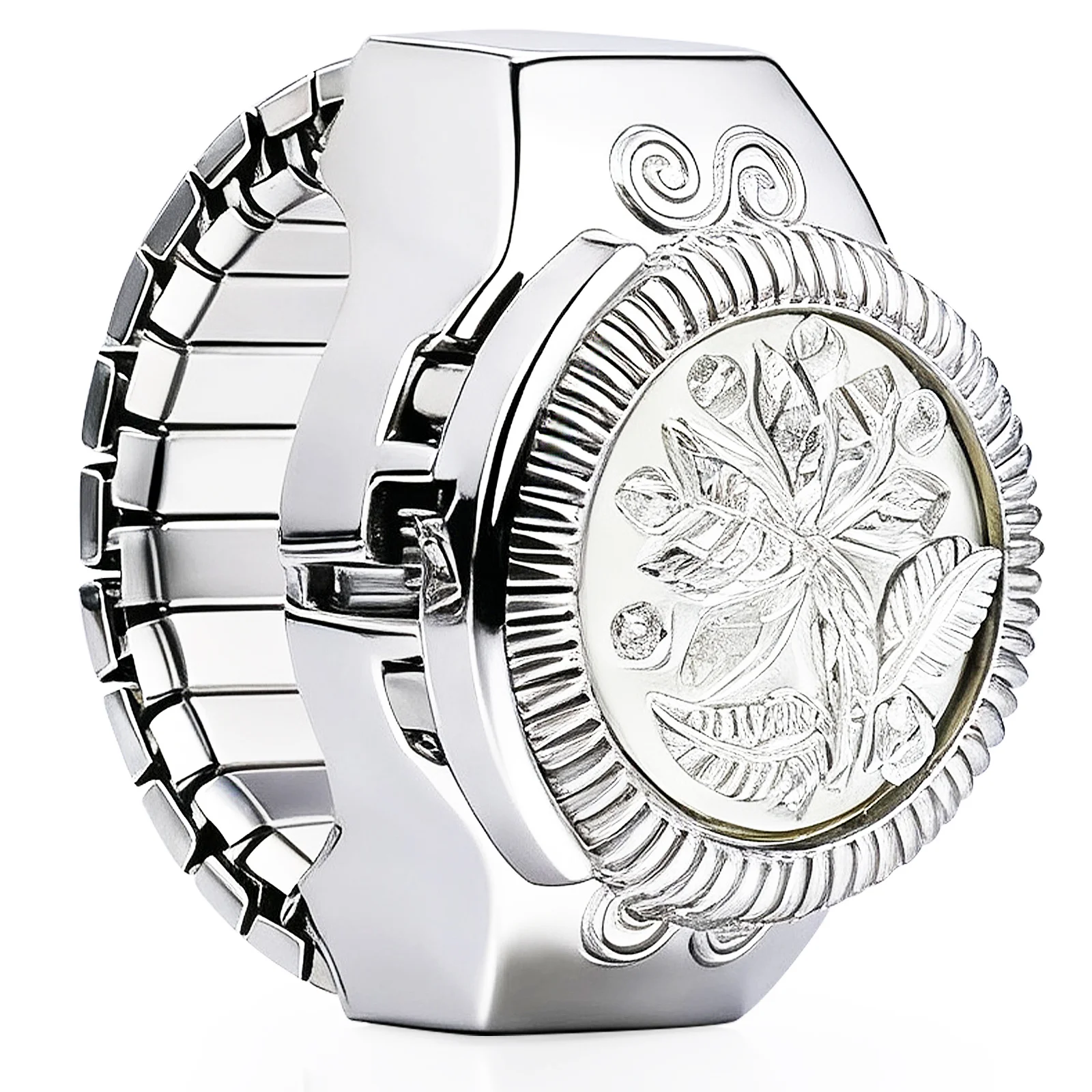 Finger Quartz Watch Rose-Shaped Ring Design Mini Lightweight Zinc Alloy Timepiece Stylish Casual Wear Chic Fashion Jewelry For