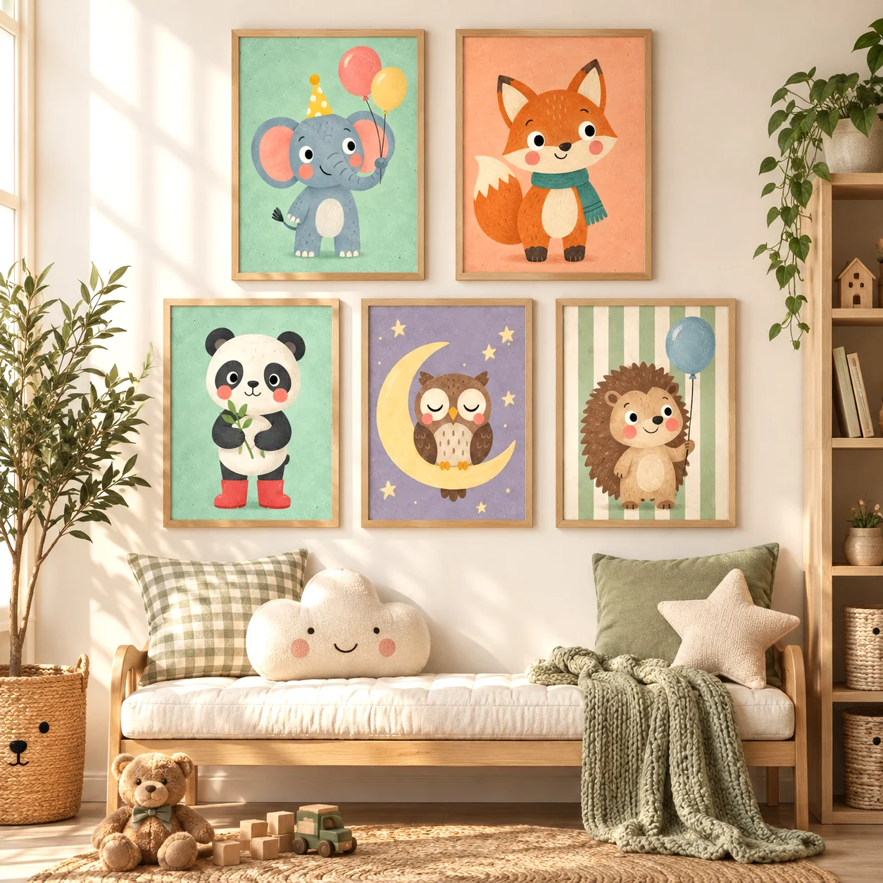 Baby Nursery Neutral - Quadri da parete a tema animali