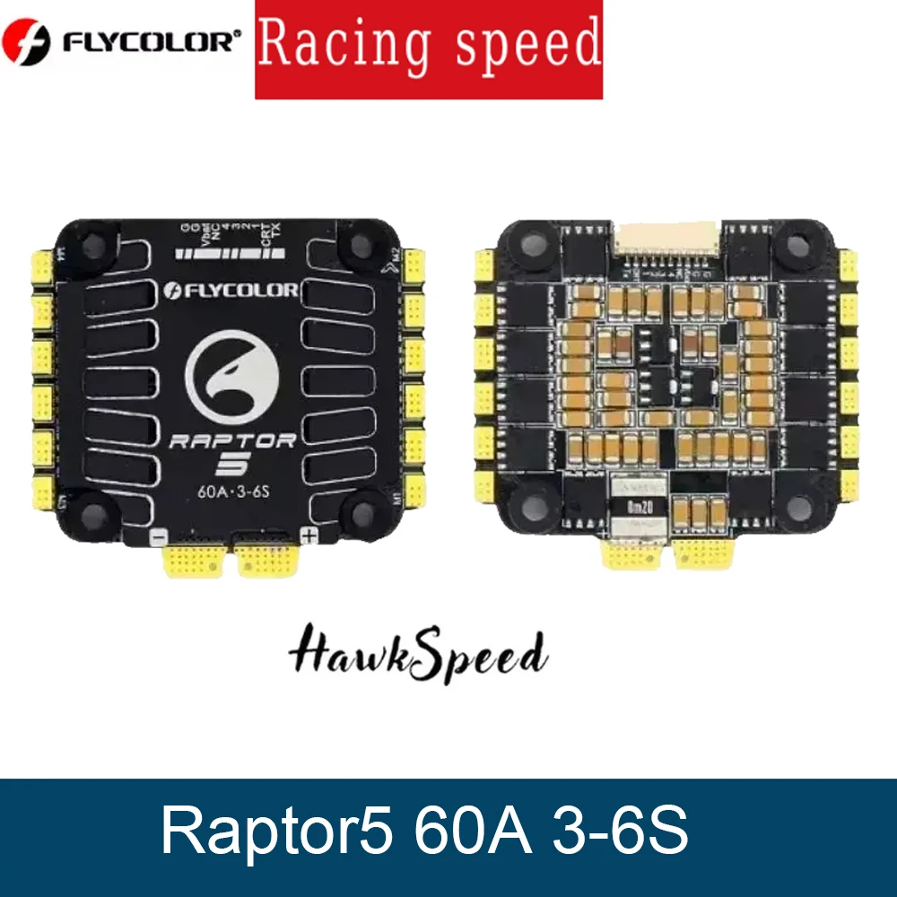 

Flycolor Raptor5 4in1 ESC 60A G701 V5 (3-6S) 128KHz 30x30mm for FPV Drone - Freestyle & FC Stack Compatible