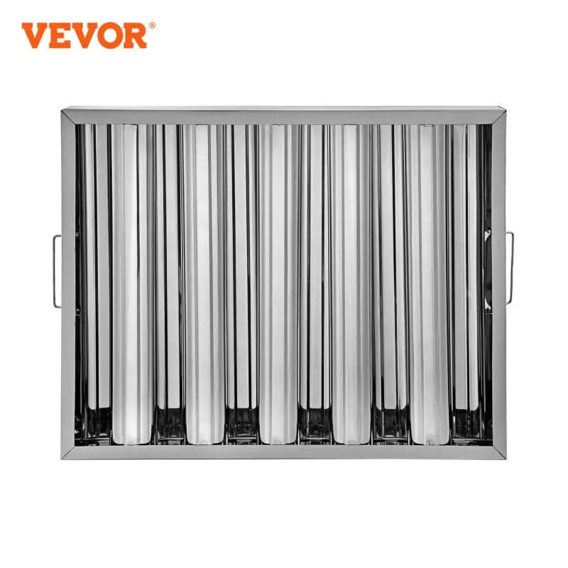 VEVOR 4/5 Slot Commercial Hood Filter Grease Baffle w/ Handle Stainless Steel Filter Stable Safe 6Pcs for Restaurant Industry