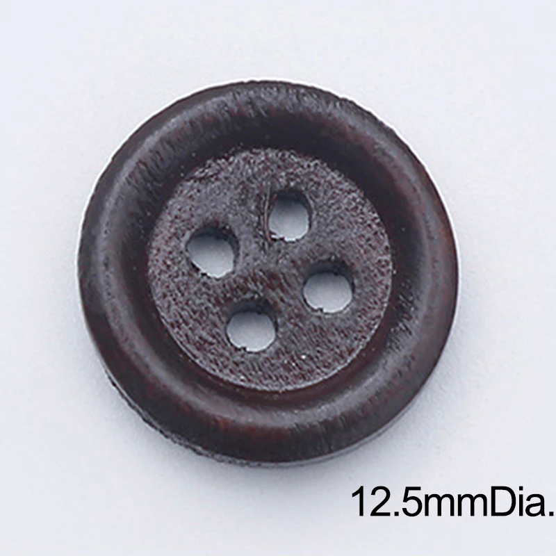 100PCs 11.5/12.5/15/20mm Round 4 Holes Wooden Buttons For Home Clothing Sewing Kit Accessories DIY Doll Clothes Needlework Craft