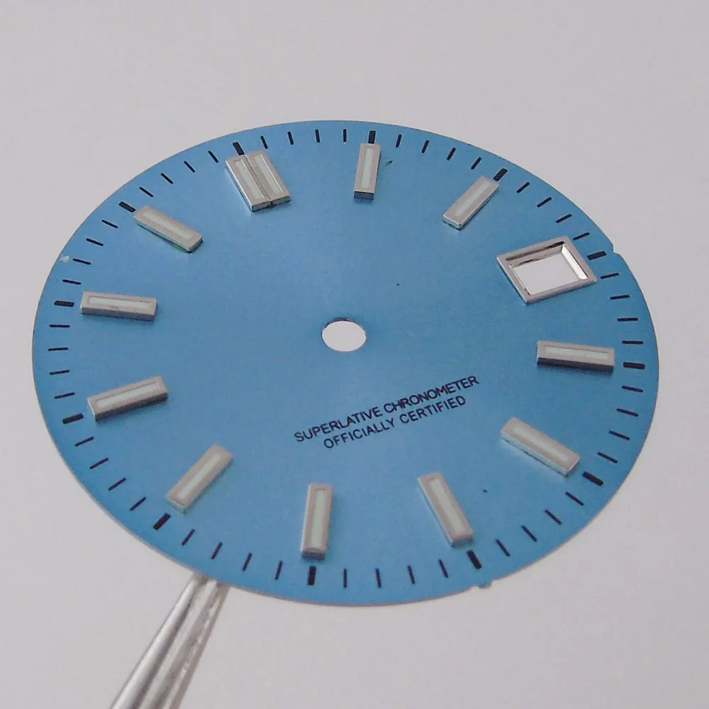 Esfera luminosa para reloj, accesorios de esfera de 29mm, color negro, azul, rosa, rojo, marrón y amarillo, aptos para movimiento NH35A, acabado Sunburst