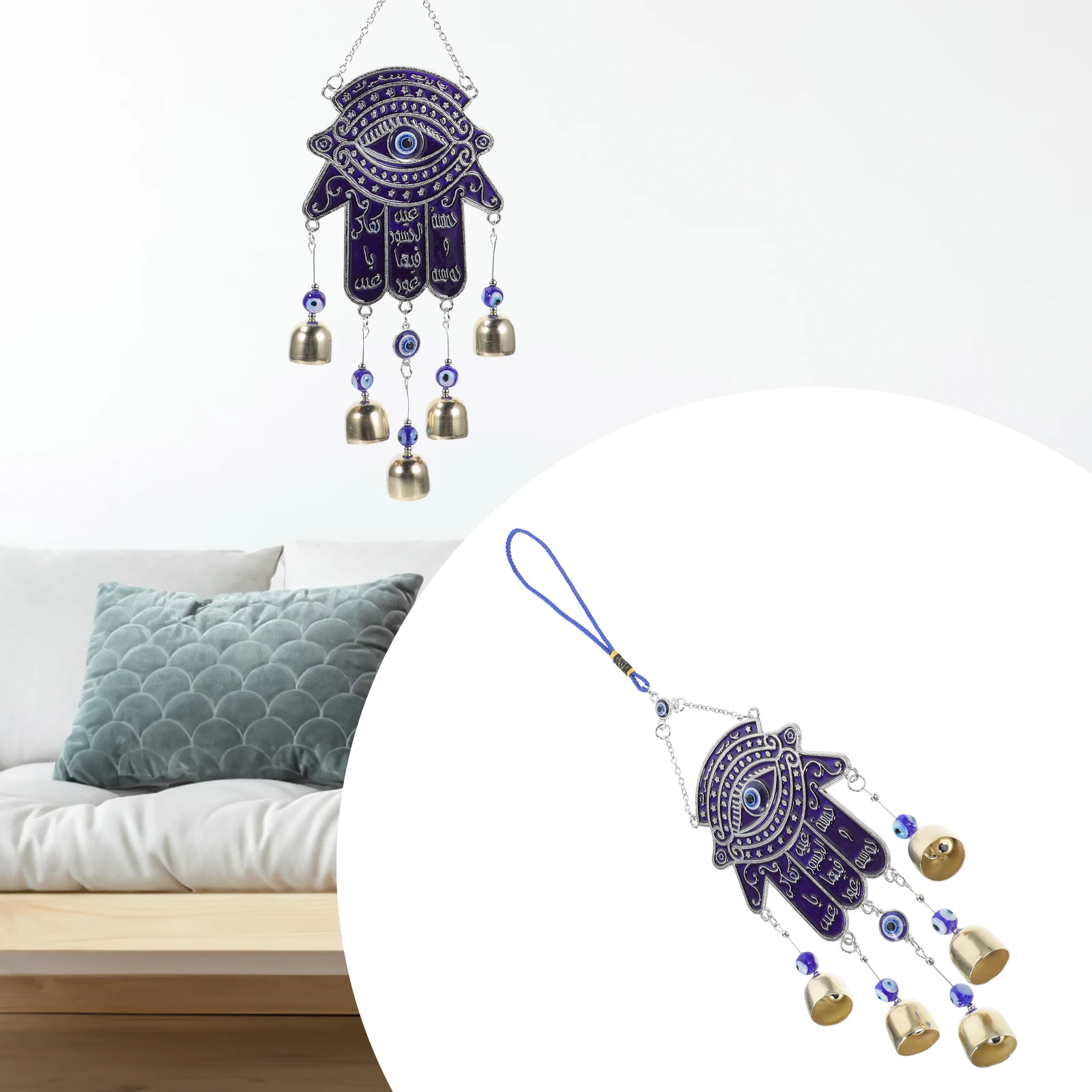 

's Eye Wind Chimes Premium Material Decor Outdoor Hanging Lucky Bell Ornament Home Polyester Metal for Protection