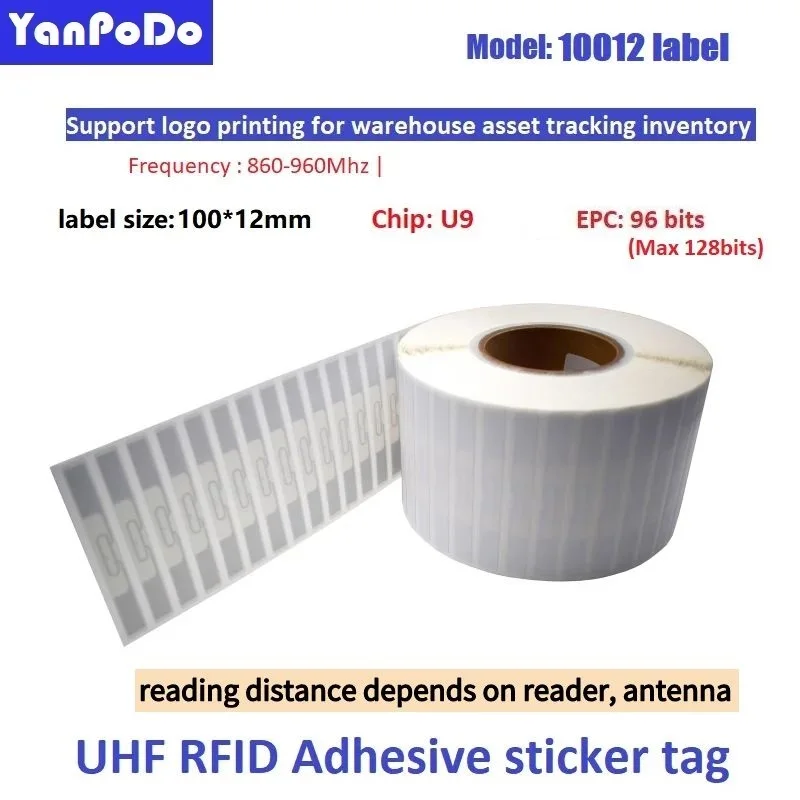 YANPODO RFID UHF Tags Long Range Sticker Label 860-960mhz U9 EPC Gen2 ISO18000-6C RFID Adhesive Label UHF Tags