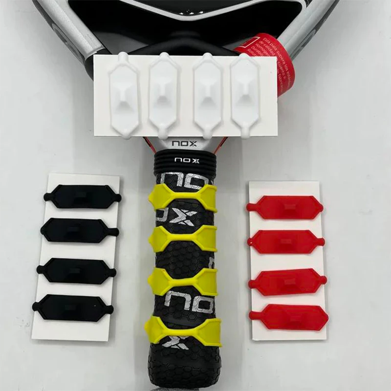 Tennisschläger-Griffverbesserungsringe, 4 Farben, Erhöhen die Reibung und Reduzieren Vibrationen, Silikonmaterial, 4er-Pack, Padel-Zubehör G – Detail 5