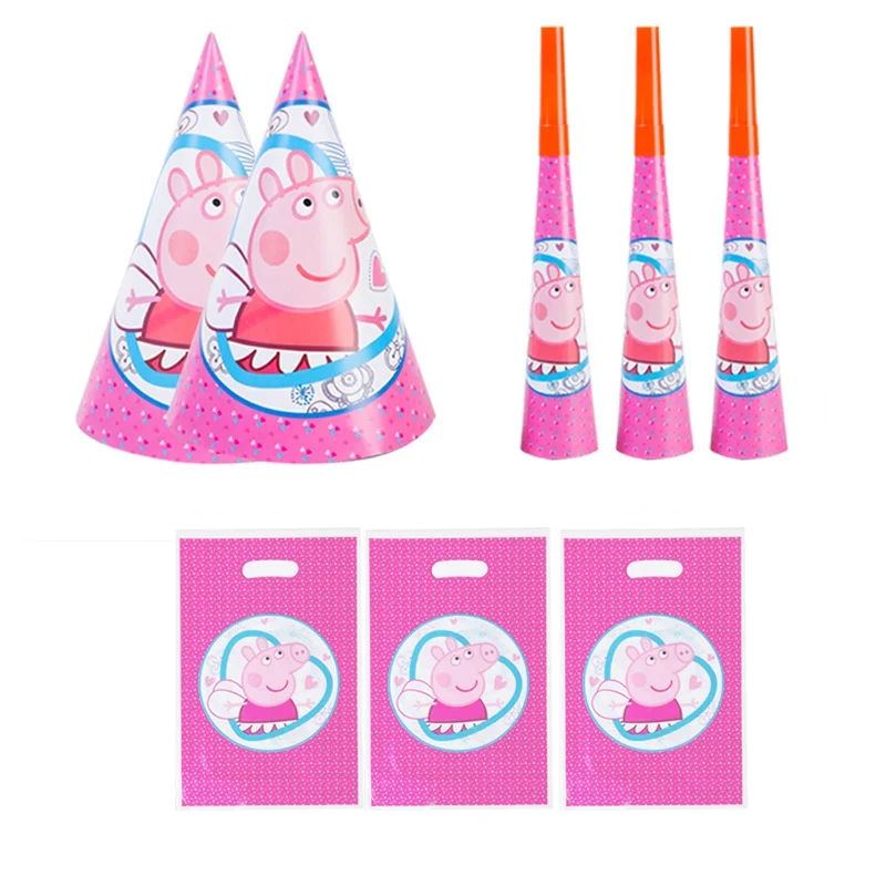 Cartoon Peppa Pig Birthday Party Decoration For Paper Plates Cups Kid Event Supplies Disposable Tableware Event Supplies Gift