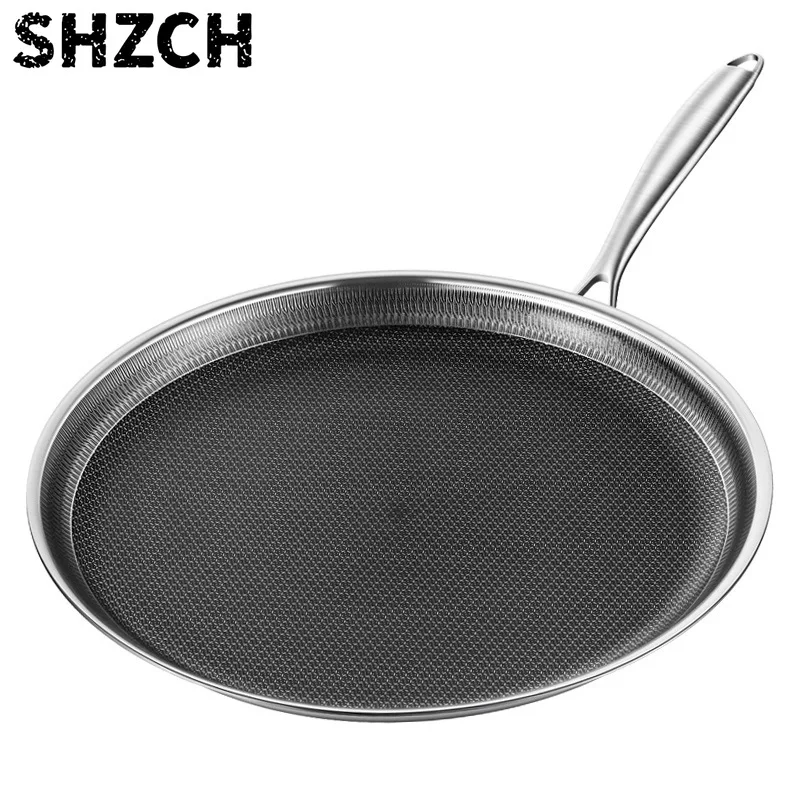316 Stainless Steel Thousand Layer Leather Special Pot Flat Bottom Non Stick Pot Frying Pan Honey Comb Cooking Pizza Pans