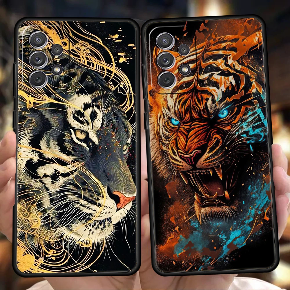 Coque de téléphone dessin animé tigre pour Samsung Galaxy, coque souple, sacs, A15, A14, A25, A54, A34, A51, A71, A72, A73, A32, A52, A52S, A11, A21S, A31, A41, 5G