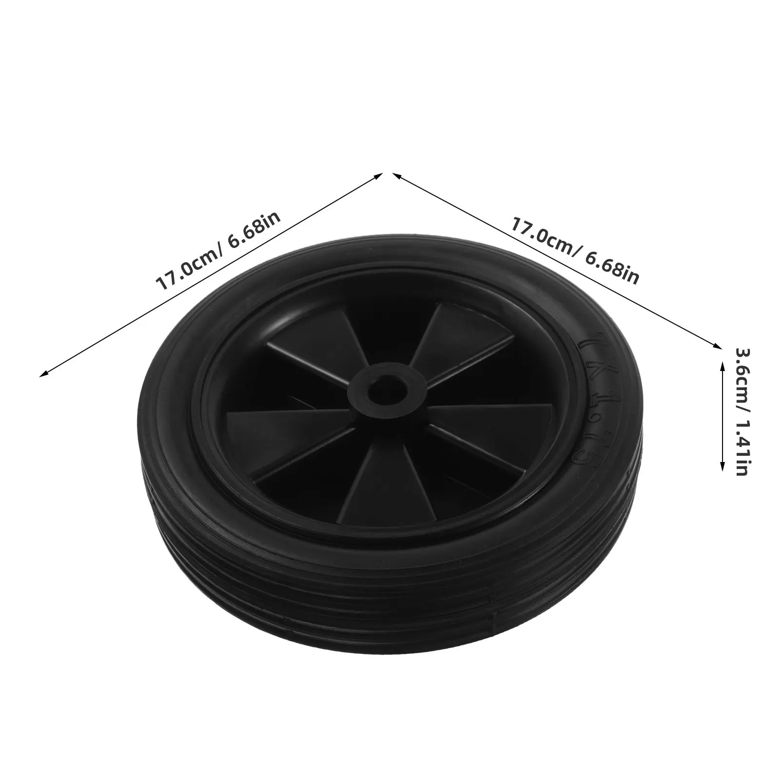 Solid Rubber Wheels 7 Inch Flat-Free Tire Generator Replacement Parts Anti-Slip Utility Cart Caster Heavy Duty Puncture Proof