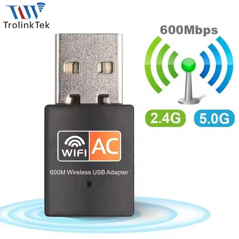 

USB-адаптер Wi-Fi 600 Мбит/с, двухдиапазонный 2,4 ГГц/5 ГГц, Wi-Fi 5, беспроводной приемник, USB 2.0, сетевая карта для ПК/ноутбука