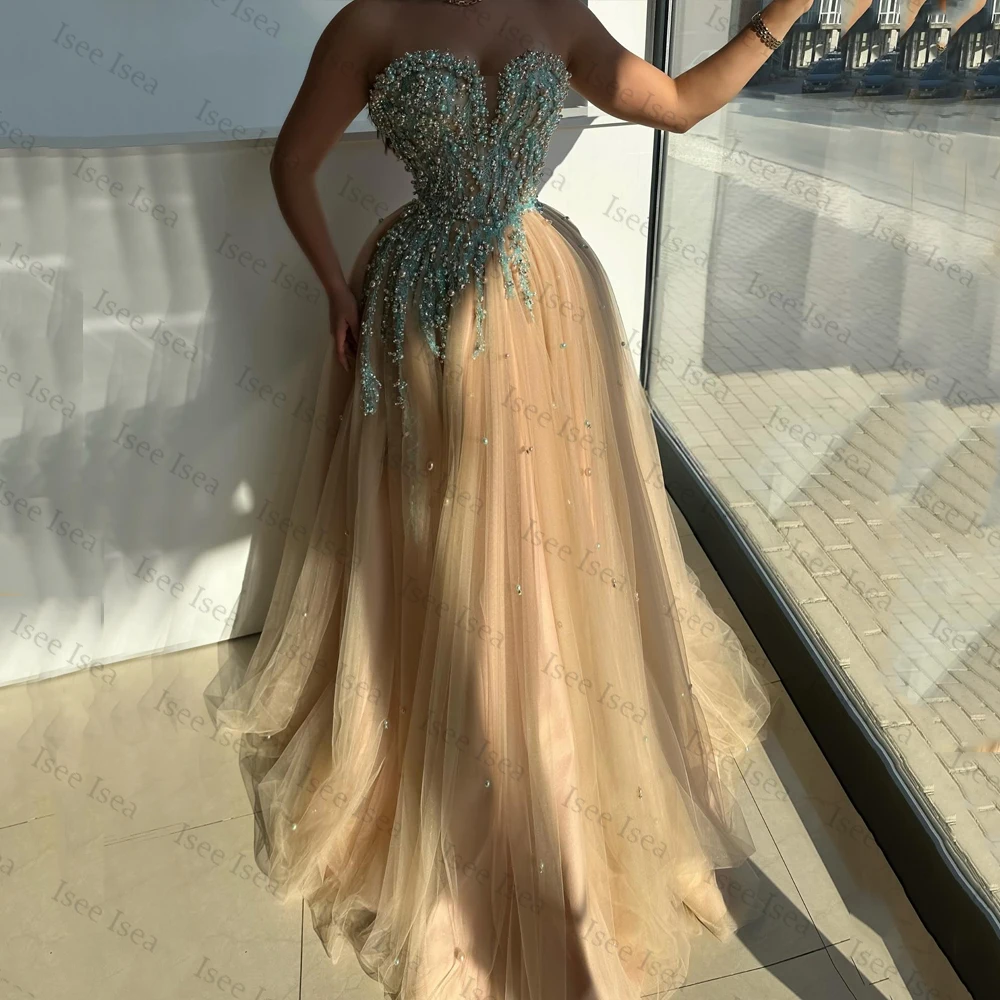 

Beaded Applique Luxury Evening Dresses Sweetheart A-Line Floor Length Tulle elegant dresses for special event Customized