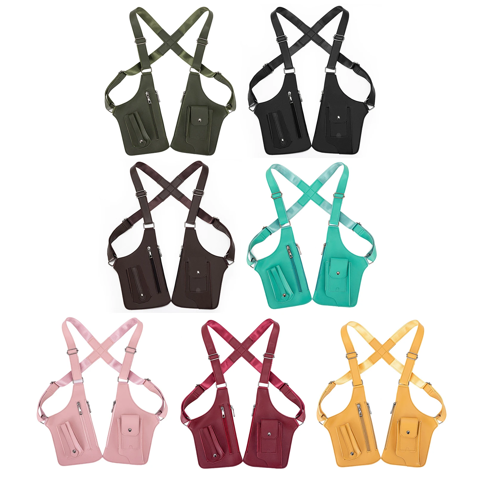 

PU Leather Underarm Strap Wallet Pocket Multi-Pocket Tactical Bag Anti-Theft Holster Bags for Men Women Travel Outdoors